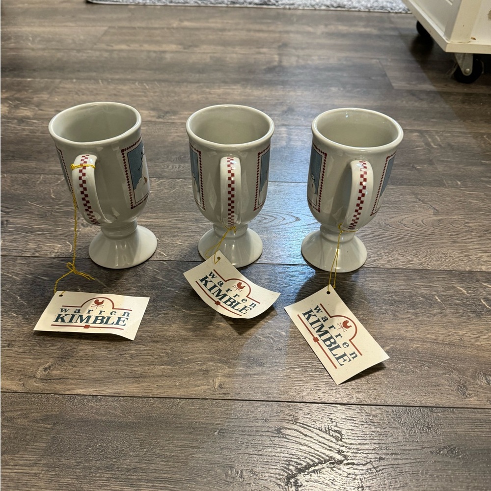 Set of 3 Vintage Warren‎ Kimble 1996 Enesco Snowman Pedestal Cups NWT - Picture 4 of 10